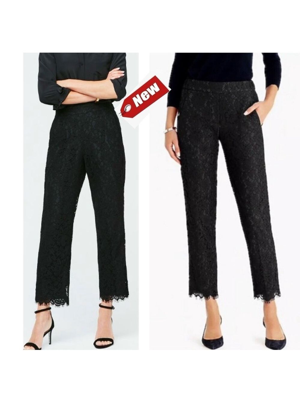 J. Crew black High-rise pull-on Peyton wide-leg pant in lace 6 NWT